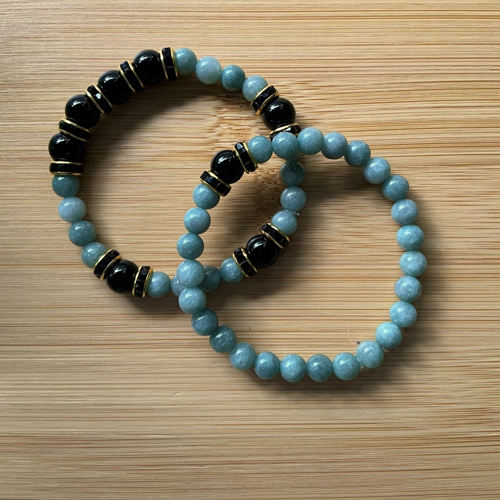 Burmese Jade and onyx Bracelets